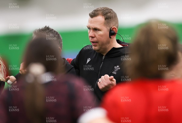 250324 - Wales Women Rugby Training Session  - Ioan Cunningham, Wales Women head coach, during training session ahead of the Guinness Women’s 6 Nations match against England