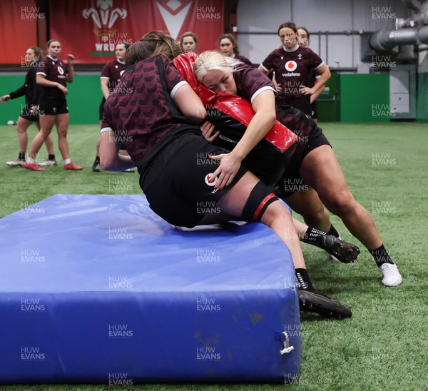 250324 - Wales Women Rugby Training Session  - Kelsey Jones during training session ahead of the Guinness Women’s 6 Nations match against England