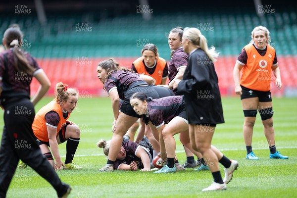 230424 - Wales Women Rugby Training Session - Sian Jones during a training session at the Principality Stadium ahead of Wales’ Guinness Women’s 6 Nations match against Italy