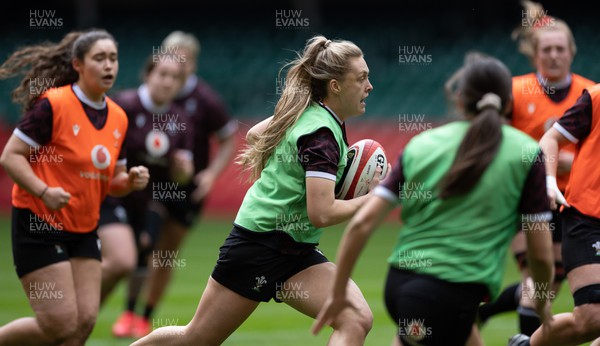 230424 - Wales Women Rugby Training Session - Hannah Jones during a training session at the Principality Stadium ahead of Wales’ Guinness Women’s 6 Nations match against Italy