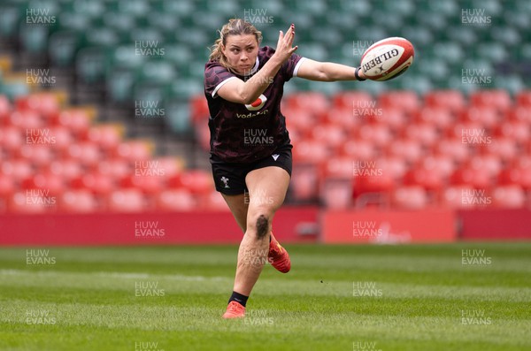 230424 - Wales Women Rugby Training Session -  Amelia Tutt during a training session at the Principality Stadium ahead of Wales’ Guinness Women’s 6 Nations match against Italy