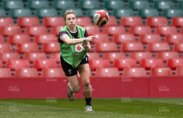 230424 - Wales Women Rugby Training Session - Keira Bevan during a training session at the Principality Stadium ahead of Wales’ Guinness Women’s 6 Nations match against Italy