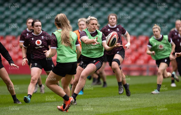 230424 - Wales Women Rugby Training Session - Hannah Bluck during a training session at the Principality Stadium ahead of Wales’ Guinness Women’s 6 Nations match against Italy