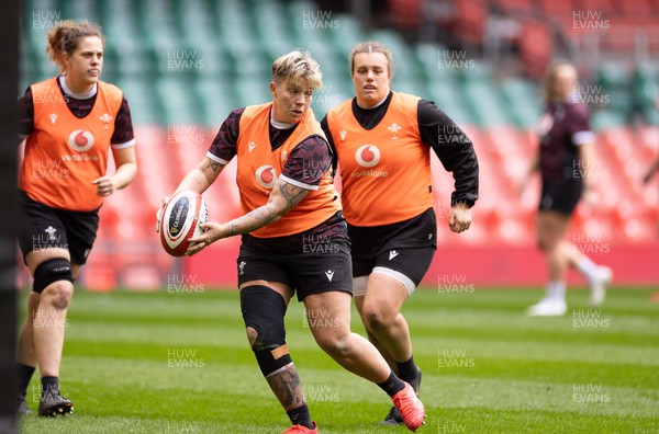 230424 - Wales Women Rugby Training Session - Donna Rose during a training session at the Principality Stadium ahead of Wales’ Guinness Women’s 6 Nations match against Italy