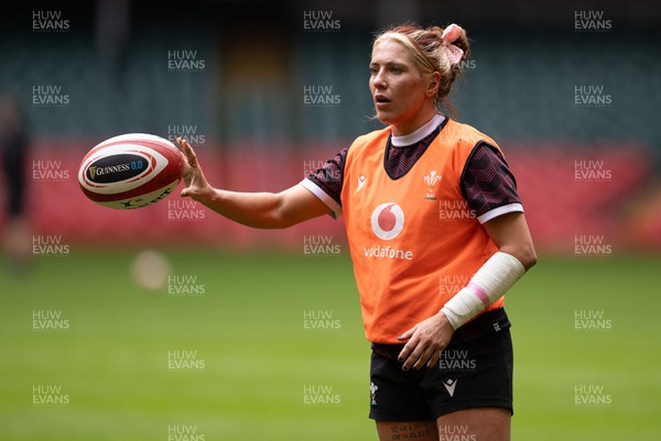 230424 - Wales Women Rugby Training Session - Georgia Evans during a training session at the Principality Stadium ahead of Wales’ Guinness Women’s 6 Nations match against Italy