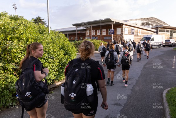 250923 - Wales Women Training Camp, North Wales - The Wales Women rugby team arrive at Stadium CSM for a training session during their squad camp ahead of the match against USA