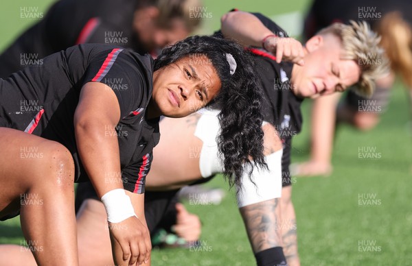 250923 - Wales Women Training Camp, North Wales - Sisilia Tuipulotu and Donna Rose during a units training session at Stadium CSM in north Wales