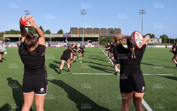 250923 - Wales Women Training Camp, North Wales - The team run through line out drills during a units training session at Stadium CSM in north Wales