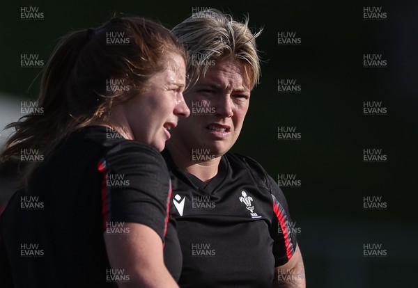 250923 - Wales Women Training Camp, North Wales - Kate Williams and Donna Rose during a units training session at Stadium CSM in north Wales