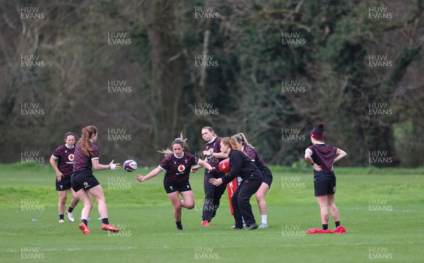 260324 - Wales Women Rugby Training Session - Members of the Wales team during a training session   ahead of their 6 Nations match against England