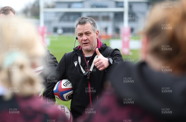 260324 - Wales Women Rugby Training Session - Shaun Connor, Wales Women attack coach, during a training session   ahead of their 6 Nations match against England
