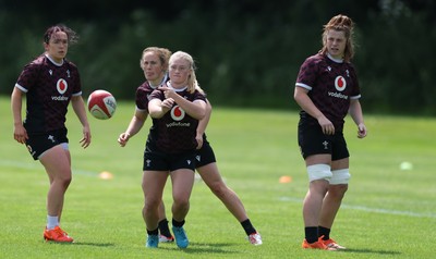 260625  Wales Women Rugby Training Session - Sian Jones, Jenny Hesketh, Seren Lockwood and Kate Williams during training ahead of the Wales matches against Australia