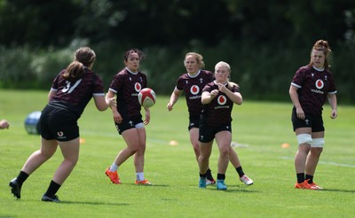 260625  Wales Women Rugby Training Session - Sian Jones, Jenny Hesketh, Seren Lockwood and Kate Williams during training ahead of the Wales matches against Australia