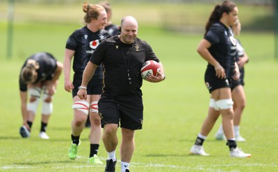 260625  Wales Women Rugby Training Session - Sean Lynn, Wales Women head coach during training ahead of the Wales matches against Australia