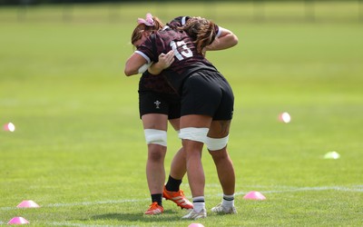 260625  Wales Women Rugby Training Session - Georgia Evans and Kate Williams during training ahead of the Wales matches against Australia