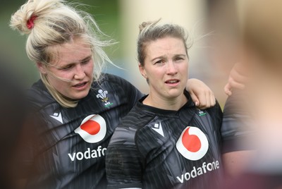260625  Wales Women Rugby Training Session - Alex Callender and Keira Bevan during training ahead of the Wales matches against Australia
