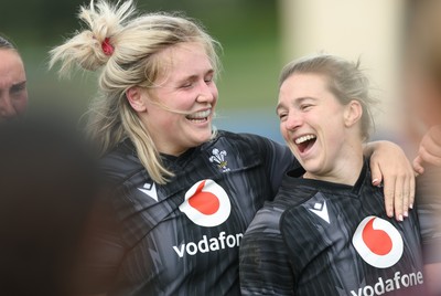 260625  Wales Women Rugby Training Session - Alex Callender and Keira Bevan during training ahead of the Wales matches against Australia