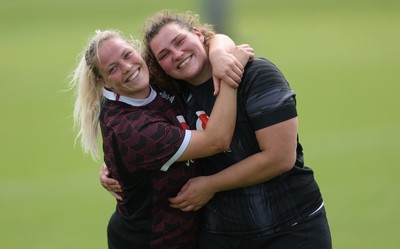 260625  Wales Women Rugby Training Session - Kelsey Jones and Gwenllian Pyrs during training ahead of the Wales matches against Australia