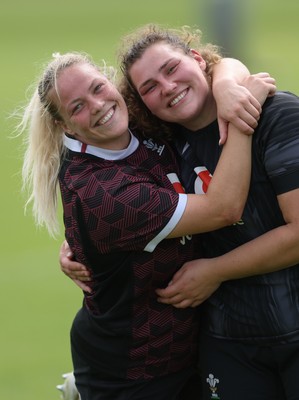 260625  Wales Women Rugby Training Session - Kelsey Jones and Gwenllian Pyrs during training ahead of the Wales matches against Australia