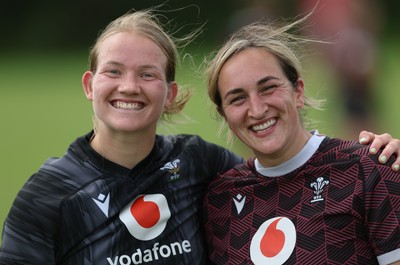 260625  Wales Women Rugby Training Session - Carys Cox and Courtney Keight during training ahead of the Wales matches against Australia
