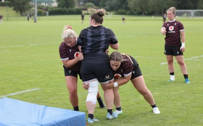 260625  Wales Women Rugby Training Session - Molly Reardon, Abbey Constable and Jenni Scoble during training ahead of the Wales matches against Australia