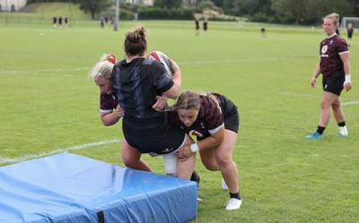 260625  Wales Women Rugby Training Session - Molly Reardon, Abbey Constable and Jenni Scoble during training ahead of the Wales matches against Australia