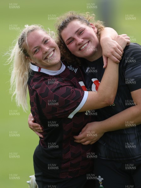 260625  Wales Women Rugby Training Session - Kelsey Jones and Gwenllian Pyrs during training ahead of the Wales matches against Australia