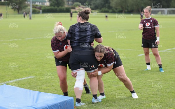 260625  Wales Women Rugby Training Session - Molly Reardon, Abbey Constable and Jenni Scoble during training ahead of the Wales matches against Australia