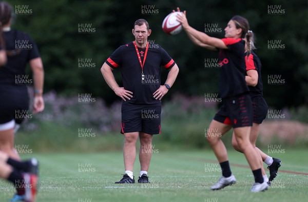 260722 - Wales Women Rugby Training - Head Coach Ioan Cunningham during training