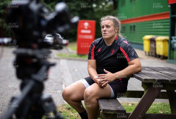 260722 - Wales Women Rugby Training - Carys Phillips during media interviews