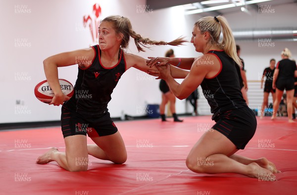 260722 - Wales Women Rugby Training - Hannah Jones and Lowri Norkett during training