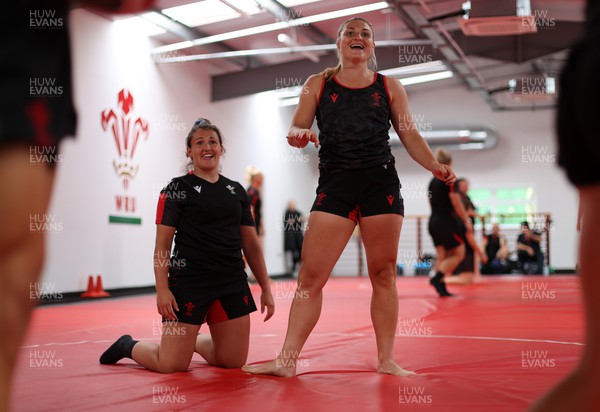260722 - Wales Women Rugby Training - Kayleigh Powell and Lowri Norkett during training