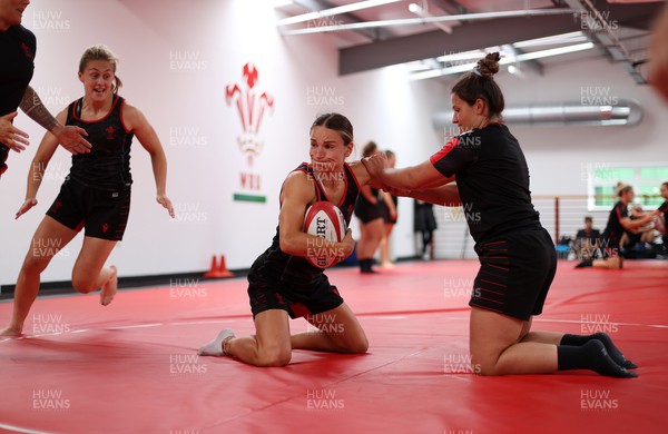 260722 - Wales Women Rugby Training - Jasmine Joyce and Kayleigh Powell during training
