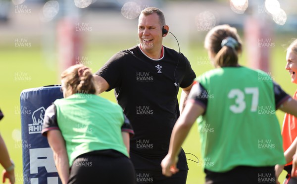 280823 - Wales Women Training Session - Ioan Cunningham during training session