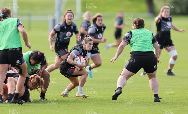 280823 - Wales Women Training Session - Keira Bevan breaks during training session