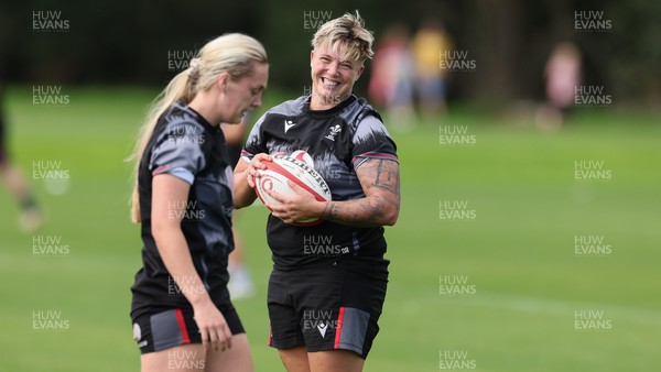 280823 - Wales Women Training Session - Donna Rose with Hannah Jones during training session