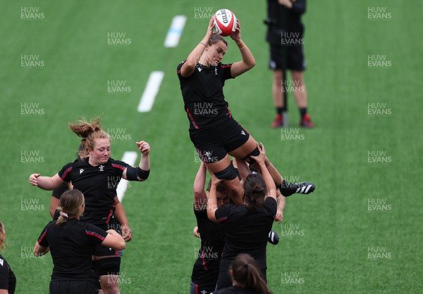280923 - Wales Women Rugby Training Session - Bryonie King during a training session ahead of the match against USA at Stadium CSM