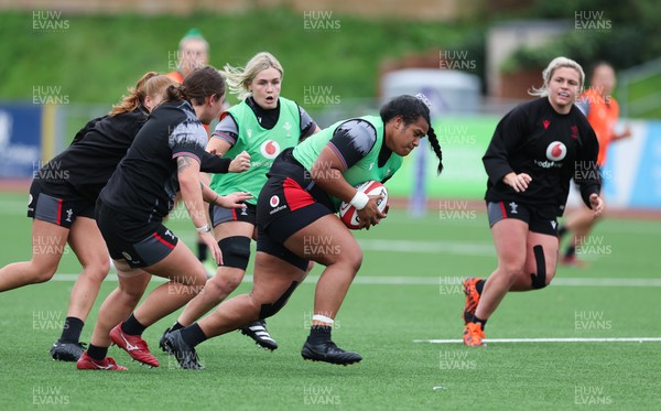 280923 - Wales Women Rugby Training Session - Sisilia Tuipulotu during a training session ahead of the match against USA at Stadium CSM