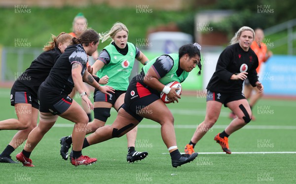 280923 - Wales Women Rugby Training Session - Sisilia Tuipulotu during a training session ahead of the match against USA at Stadium CSM