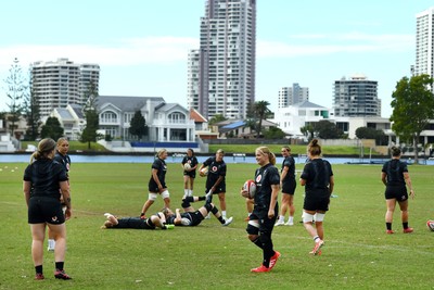 290725 - Wales Women Rugby Training at The Southport School - A general view of the Wales Women’s rugby training session ahead of the second test against Australia