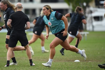 290725 - Wales Women Rugby Training at The Southport School - Courtney Keight during a Wales Women’s rugby training session ahead of the second test against Australia