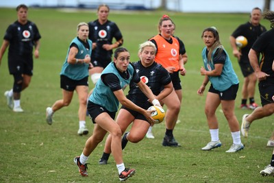 290725 - Wales Women Rugby Training at The Southport School - Nel Metcalfe during a Wales Women’s rugby training session ahead of the second test against Australia