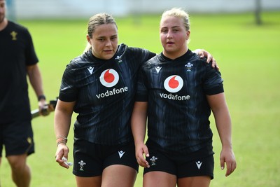 290725 - Wales Women Rugby Training at The Southport School - Jenni Scoble and Molly Reardon during a Wales Women’s rugby training session ahead of the second test against Australia