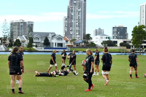290725 - Wales Women Rugby Training at The Southport School - A general view of the Wales Women’s rugby training session ahead of the second test against Australia