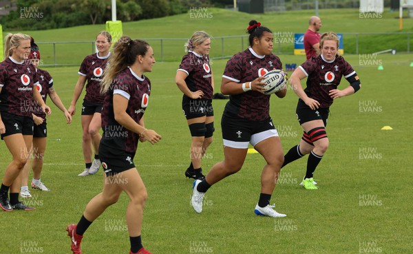 301023 - Wales Women Rugby Training Session - Sisilia Tuipulotu during a training session at Pakuranga United RFC ahead of their WXV1 match against Australia