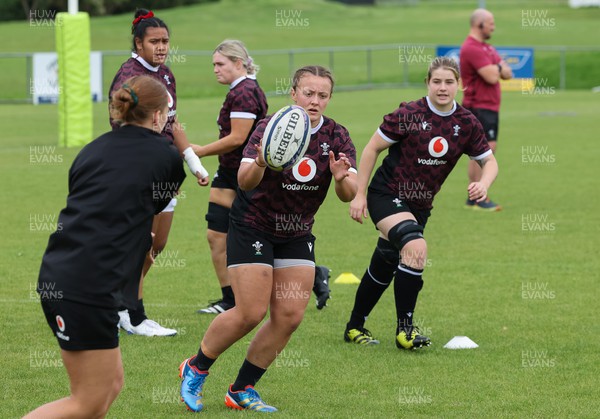301023 - Wales Women Rugby Training Session - Lleucu George during a training session at Pakuranga United RFC ahead of their WXV1 match against Australia