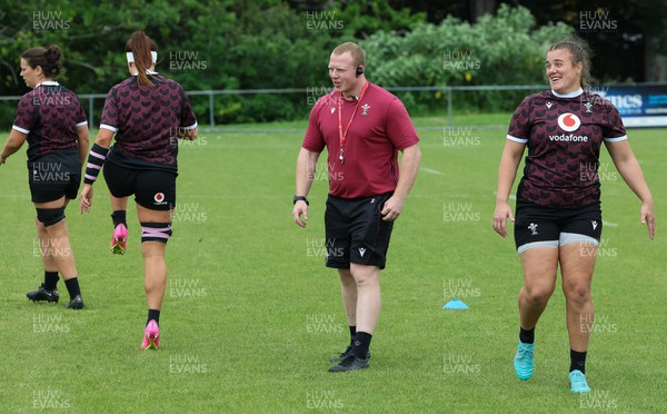 301023 - Wales Women Rugby Training Session - Strength and conditioning coach Jamie Cox during a training session at Pakuranga United RFC ahead of their WXV1 match against Australia