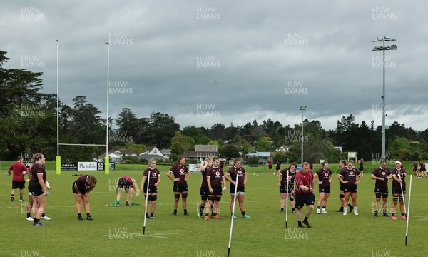 301023 - Wales Women Rugby Training Session - The Wales Women squad during a training session at Pakuranga United RFC ahead of their WXV1 match against Australia