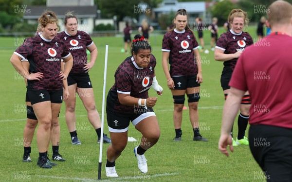 301023 - Wales Women Rugby Training Session - Sisilia Tuipulotu during a training session at Pakuranga United RFC ahead of their WXV1 match against Australia