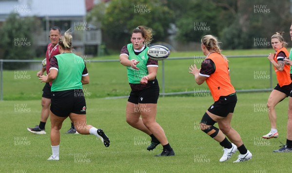 301023 - Wales Women Rugby Training Session - Gwenllian Pyrs during a training session at Pakuranga United RFC ahead of their WXV1 match against Australia